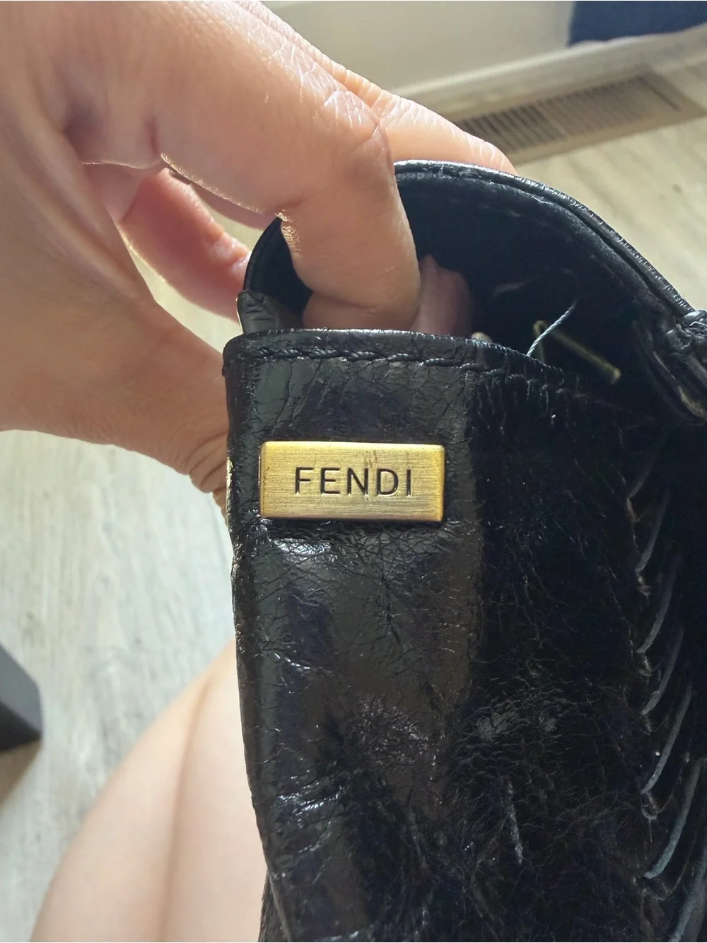 RARE Fendi JUMBO HUGE Black Baguette Whipstitch Clutch - Document Holder